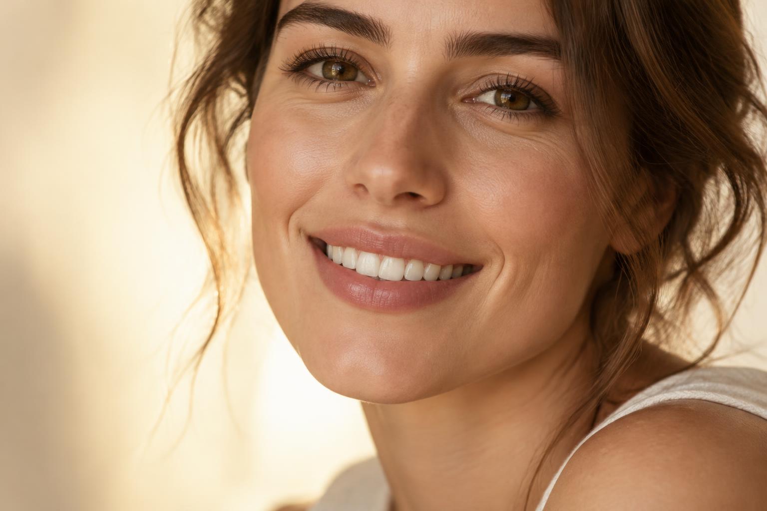 Paciente sonriente con dientes naturales y sanos